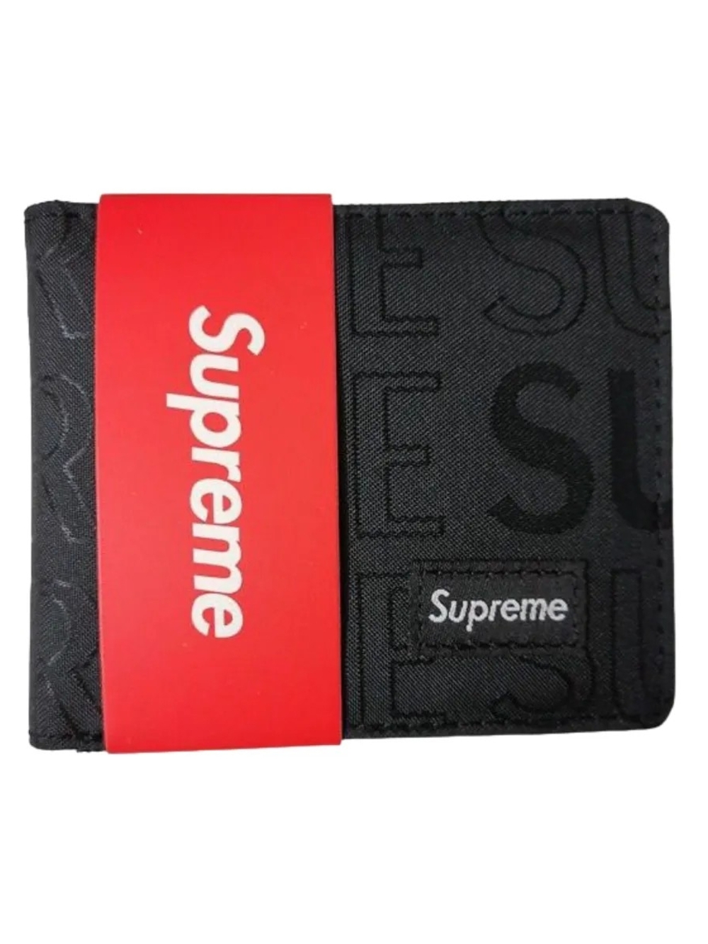 Supreme Black Logo Bi-Fold Wallet - Men's Accessory